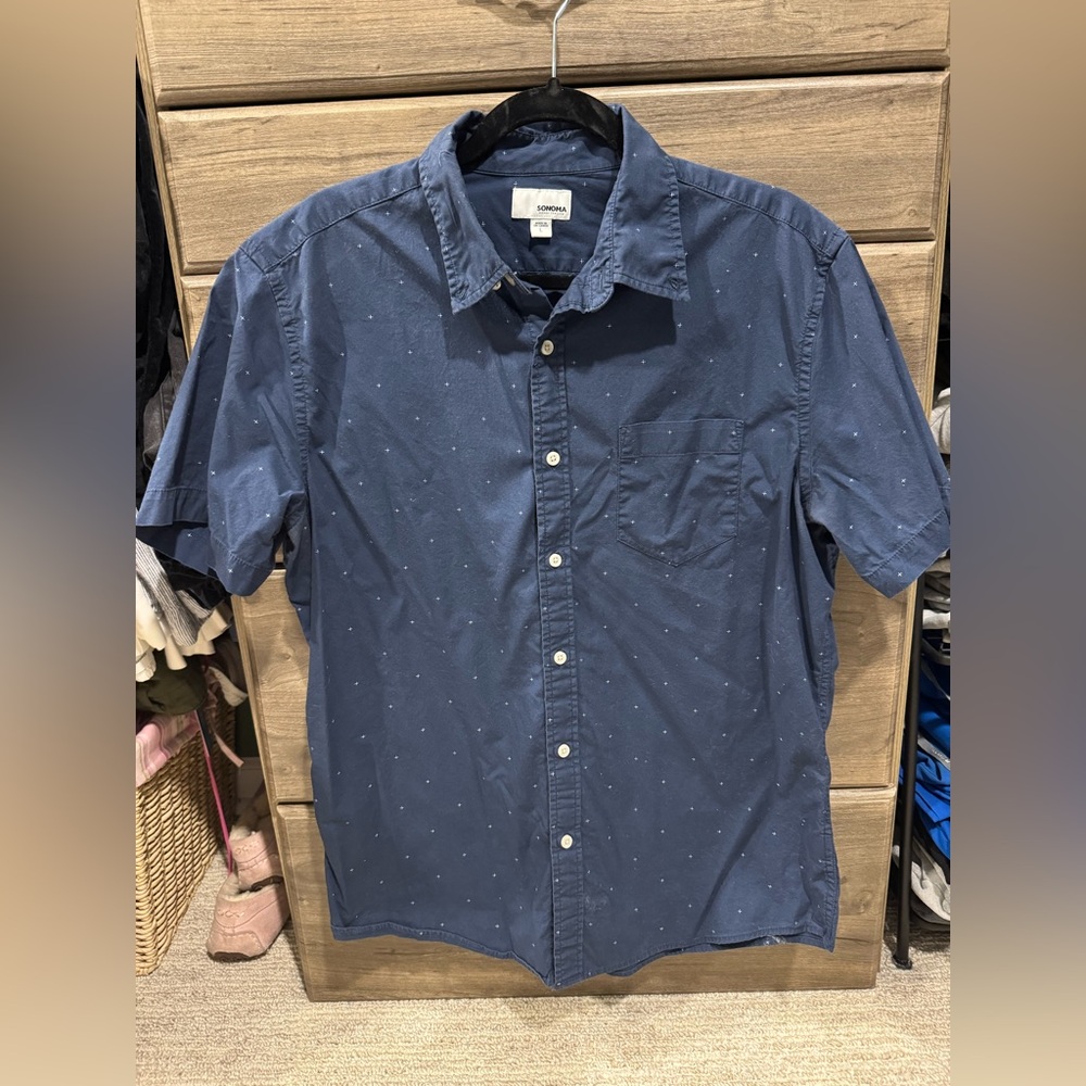Sonoma Men's Dark Blue Casual Button Down Shirt